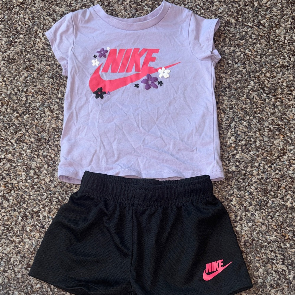 Nike Lavender Tee and Black Shorts Set